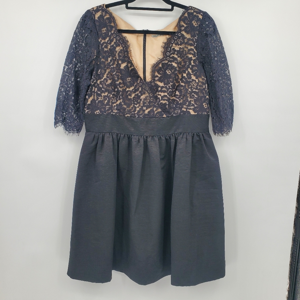 Eliza J Surplice Lace and Taffeta Cocktail Dress Size Large